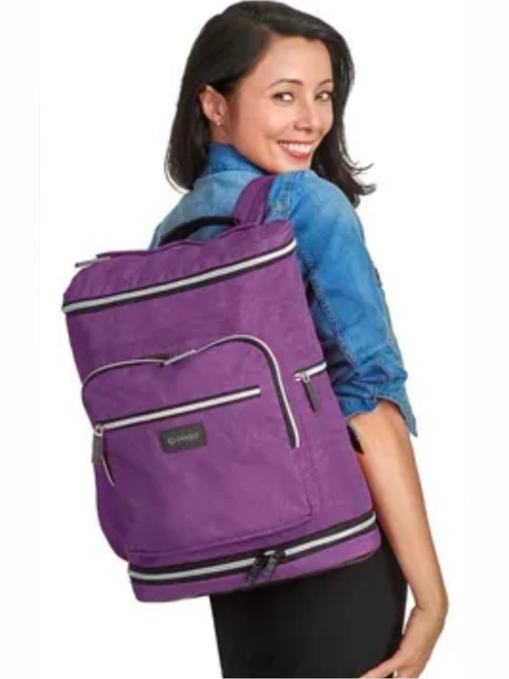 Buaggai Travel Backpack Zipsak Carry On  TSA Friendly Purple Luggage Foldable